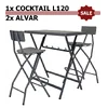 6. Set: Cocktail L120 ZOWN cocktail table + 2&times; Alvar ZOWN bar stools