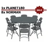 2. Set: Planet 180 ZOWN table + 8&times; Norman ZOWN chairs